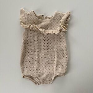 Quincy Mae Ivory Knit Baby Romper